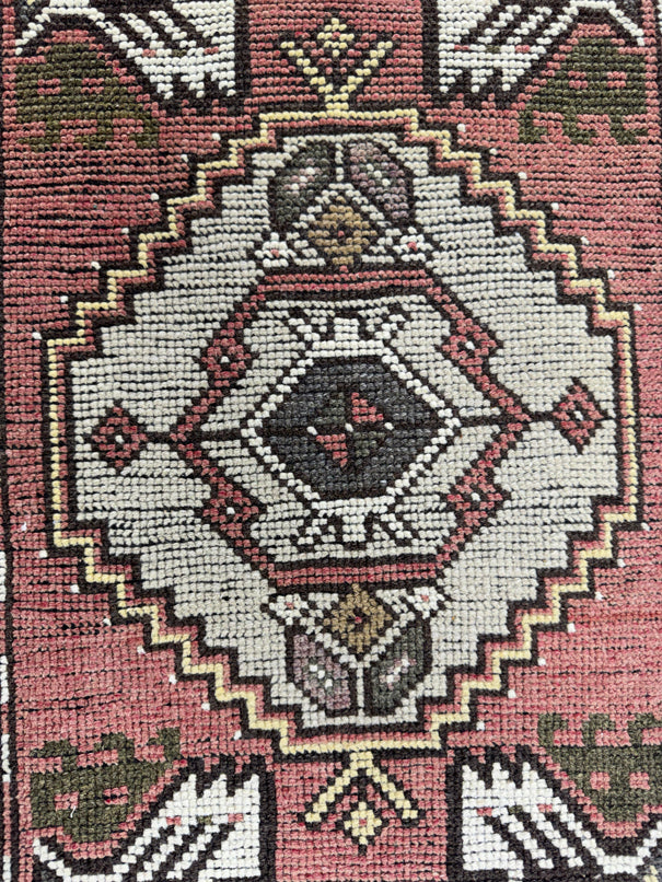 Turkish Mini Rug Oriental Hand Knotted Vintage Rug  1'6" x  2'11'' #12037