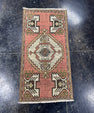 Turkish Mini Rug Oriental Hand Knotted Vintage Rug  1'6" x  2'11'' #12037