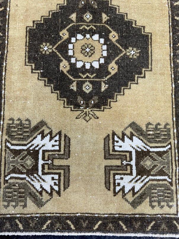 Turkish Mini Rug Oriental Hand Knotted Vintage Rug  1'7" x  2'8'' #12036