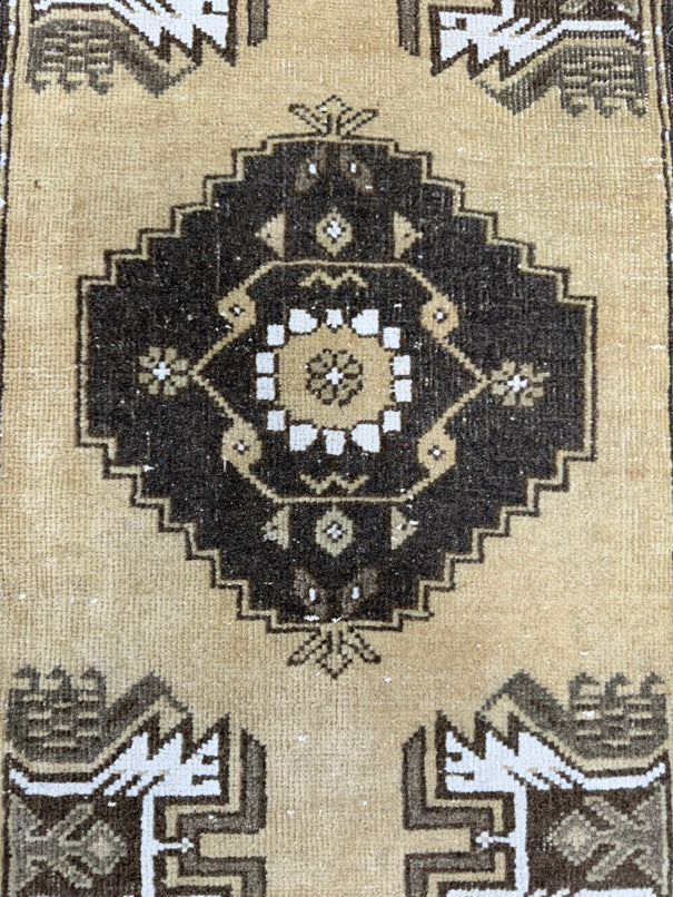 Turkish Mini Rug Oriental Hand Knotted Vintage Rug  1'7" x  2'8'' #12036