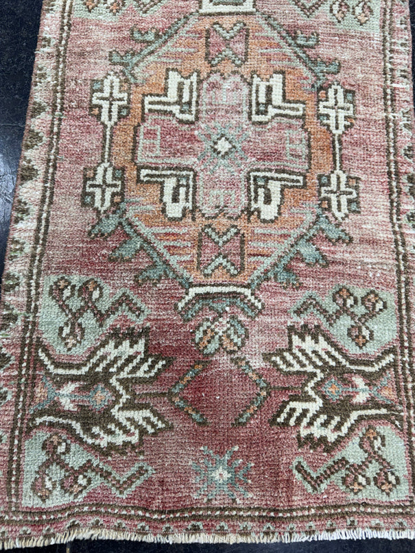 Turkish Mini Rug Oriental Hand Knotted Vintage Rug  1'7" x  2'10'' #12035