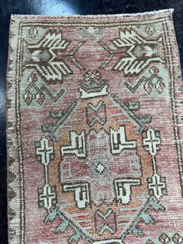 Turkish Mini Rug Oriental Hand Knotted Vintage Rug  1'7" x  2'10'' #12035