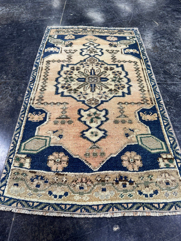 Turkish Mini Rug Oriental Hand Knotted Vintage Rug  1'10" x  3'5'' #12034
