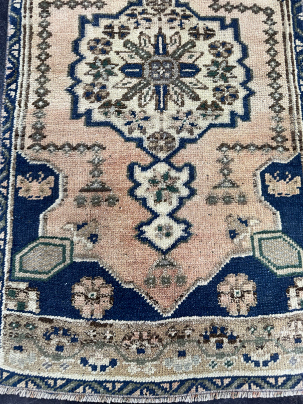 Turkish Mini Rug Oriental Hand Knotted Vintage Rug  1'10" x  3'5'' #12034