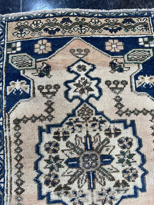 Turkish Mini Rug Oriental Hand Knotted Vintage Rug  1'10" x  3'5'' #12034