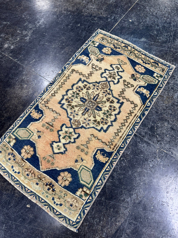 Turkish Mini Rug Oriental Hand Knotted Vintage Rug  1'10" x  3'5'' #12034