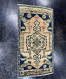Turkish Mini Rug Oriental Hand Knotted Vintage Rug  1'10" x  3'5'' #12034