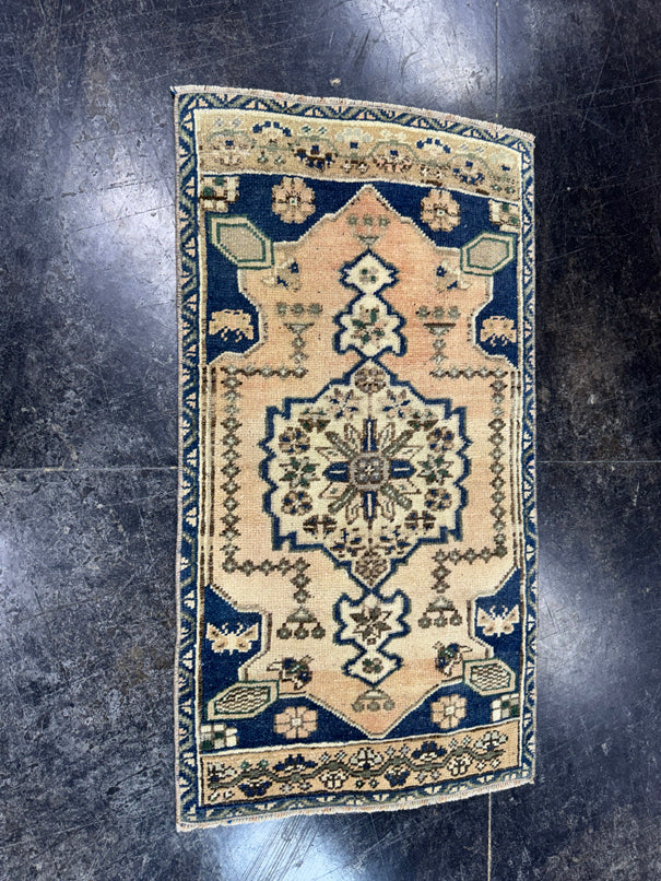 Turkish Mini Rug Oriental Hand Knotted Vintage Rug  1'10" x  3'5'' #12034