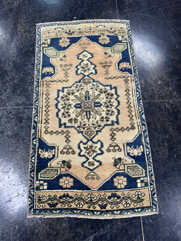 Turkish Mini Rug Oriental Hand Knotted Vintage Rug  1'10" x  3'5'' #12034