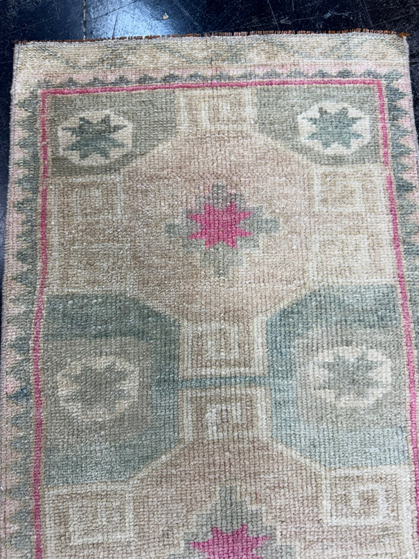 Turkish Mini Rug Oriental Hand Knotted Vintage Rug  1'6" x  2'6'' #12032