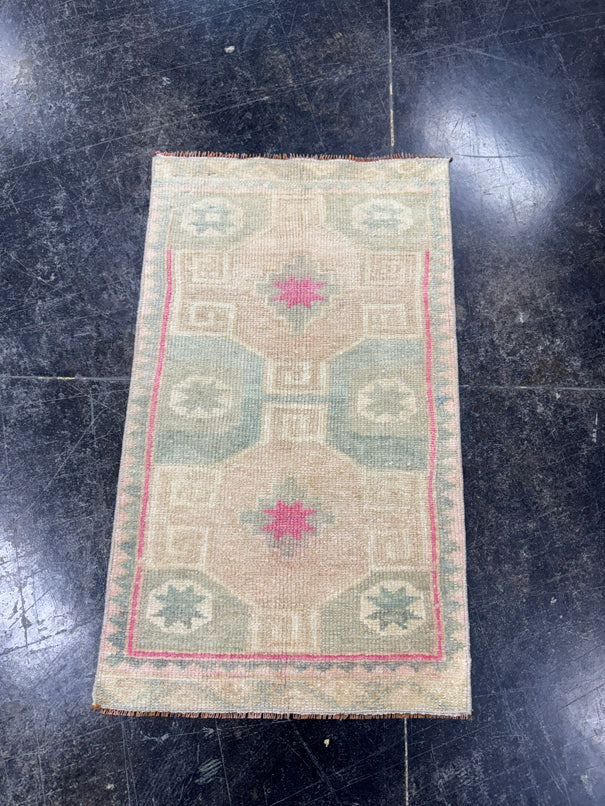 Turkish Mini Rug Oriental Hand Knotted Vintage Rug  1'6" x  2'6'' #12032