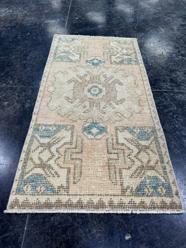 Turkish Mini Rug Oriental Hand Knotted Vintage Rug  1'7" x  3'1'' #12031