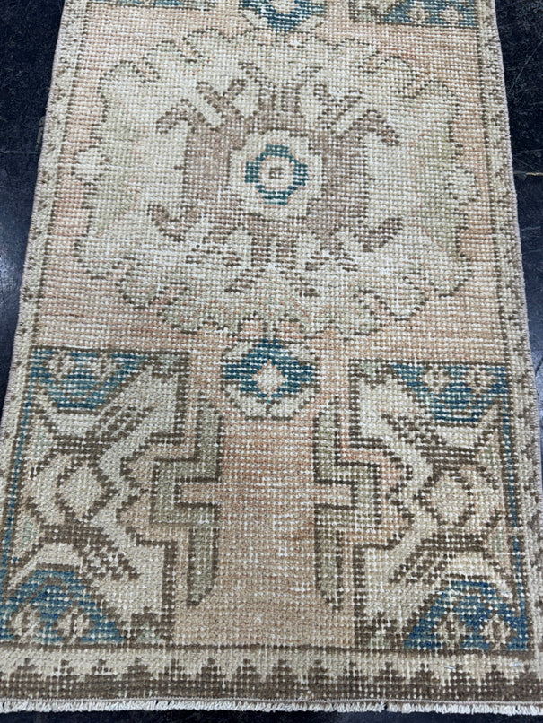 Turkish Mini Rug Oriental Hand Knotted Vintage Rug  1'7" x  3'1'' #12031