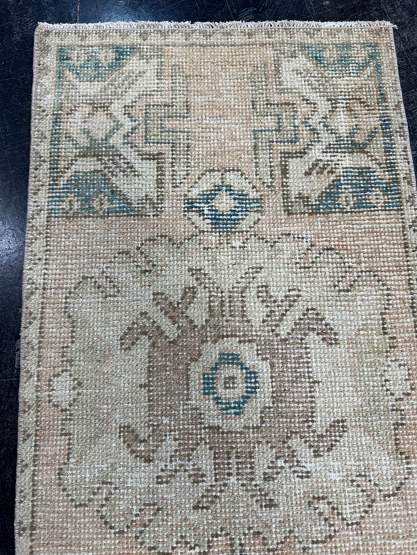 Turkish Mini Rug Oriental Hand Knotted Vintage Rug  1'7" x  3'1'' #12031