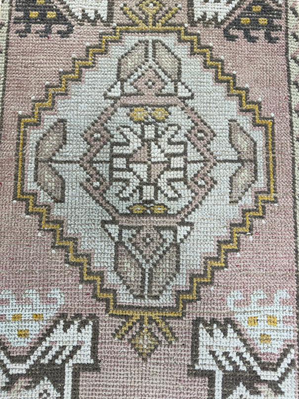 Turkish Mini Rug Oriental Hand Knotted Vintage Rug  1'7" x  3' #12030