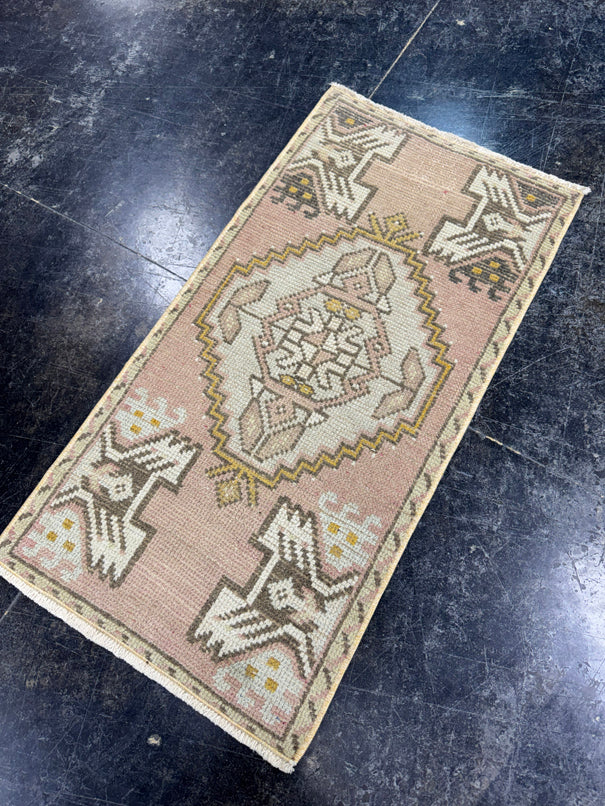 Turkish Mini Rug Oriental Hand Knotted Vintage Rug  1'7" x  3' #12030