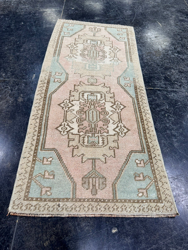 Turkish Mini Rug Oriental Hand Knotted Vintage Rug  1'6" x  3'5'' #12029