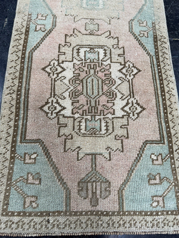 Turkish Mini Rug Oriental Hand Knotted Vintage Rug  1'6" x  3'5'' #12029