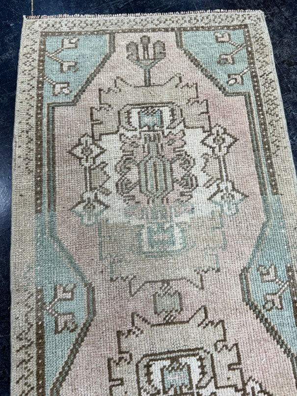 Turkish Mini Rug Oriental Hand Knotted Vintage Rug  1'6" x  3'5'' #12029