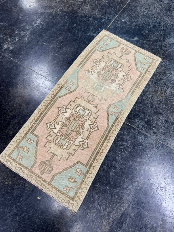 Turkish Mini Rug Oriental Hand Knotted Vintage Rug  1'6" x  3'5'' #12029
