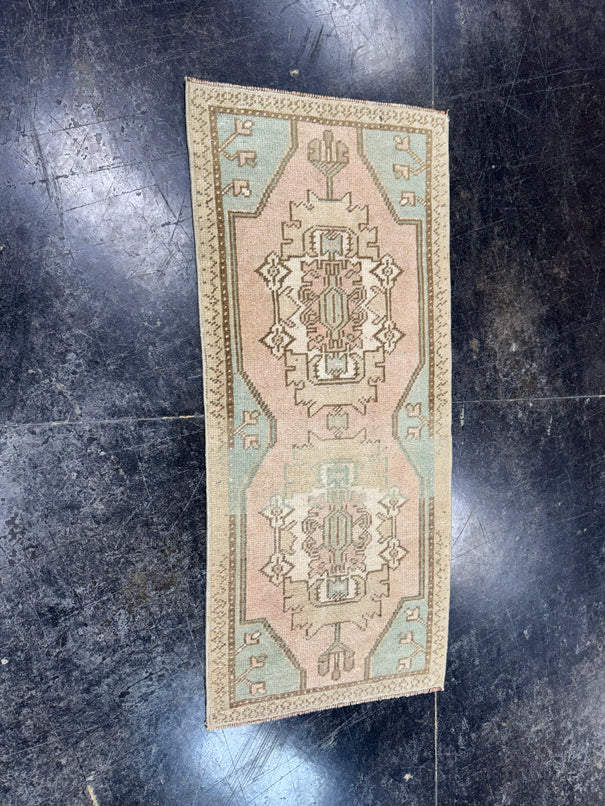 Turkish Mini Rug Oriental Hand Knotted Vintage Rug  1'6" x  3'5'' #12029