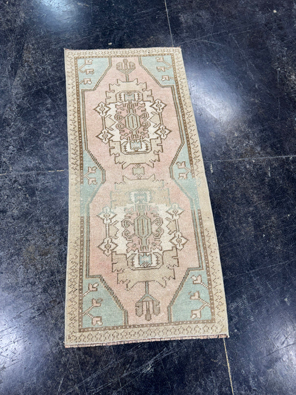 Turkish Mini Rug Oriental Hand Knotted Vintage Rug  1'6" x  3'5'' #12029