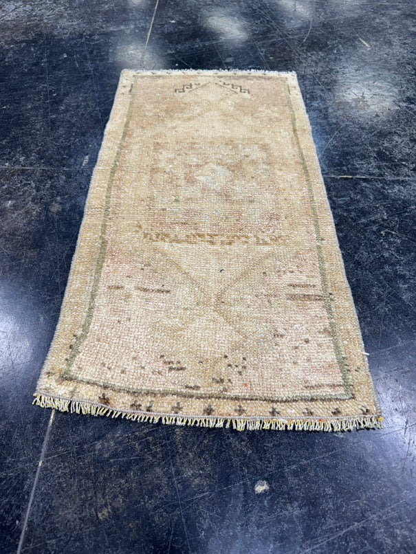Turkish Mini Rug Oriental Hand Knotted Vintage Rug  1'5" x  2'10'' #12028