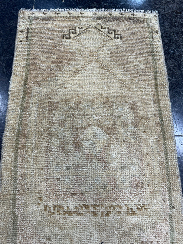 Turkish Mini Rug Oriental Hand Knotted Vintage Rug  1'5" x  2'10'' #12028