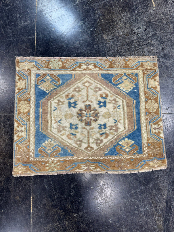 Turkish Mini Rug Oriental Hand Knotted Vintage Rug  2'4" x  1'10'' #12019