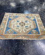 Turkish Mini Rug Oriental Hand Knotted Vintage Rug  2'4" x  1'10'' #12019
