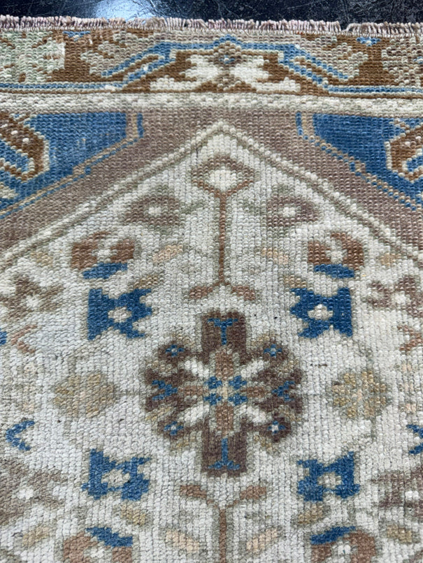 Turkish Mini Rug Oriental Hand Knotted Vintage Rug  2'4" x  1'10'' #12019