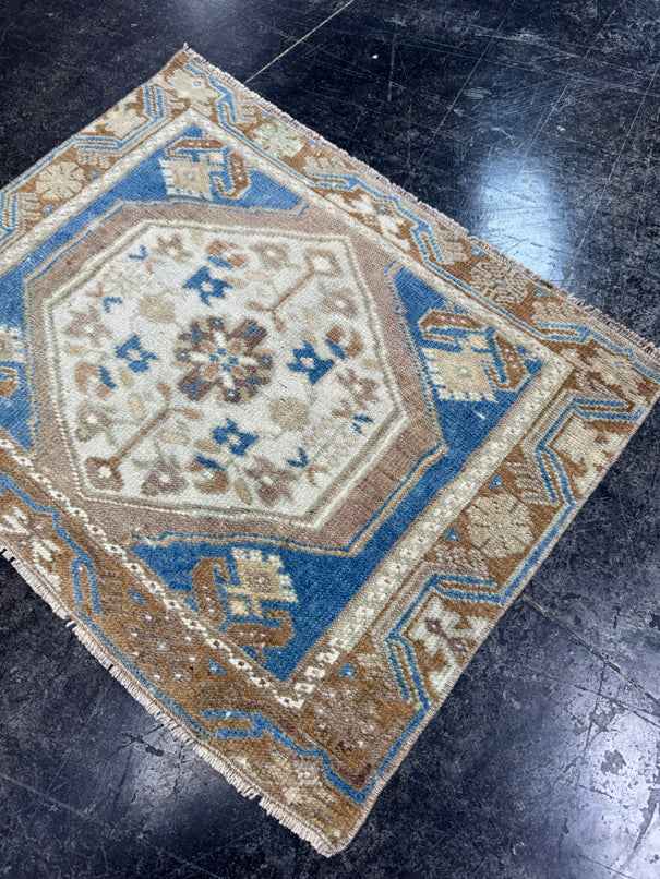 Turkish Mini Rug Oriental Hand Knotted Vintage Rug  2'4" x  1'10'' #12019