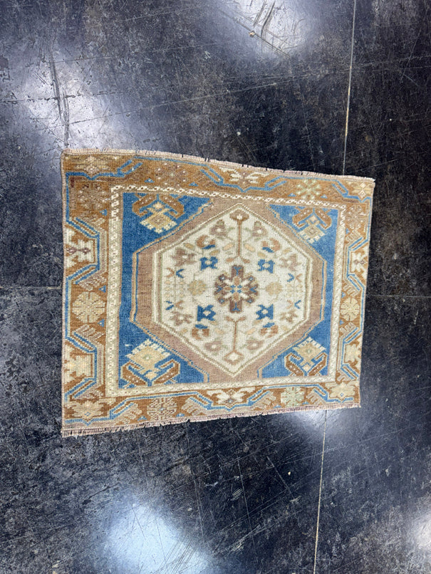 Turkish Mini Rug Oriental Hand Knotted Vintage Rug  2'4" x  1'10'' #12019