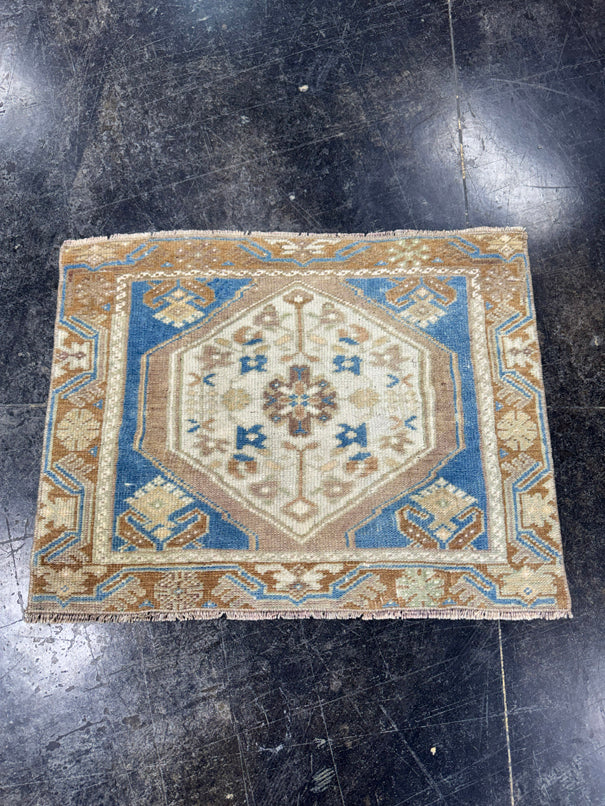 Turkish Mini Rug Oriental Hand Knotted Vintage Rug  2'4" x  1'10'' #12019