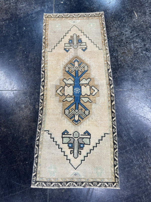 Turkish Mini Rug Oriental Hand Knotted Vintage Rug  1'7" x  3'10'' #12027