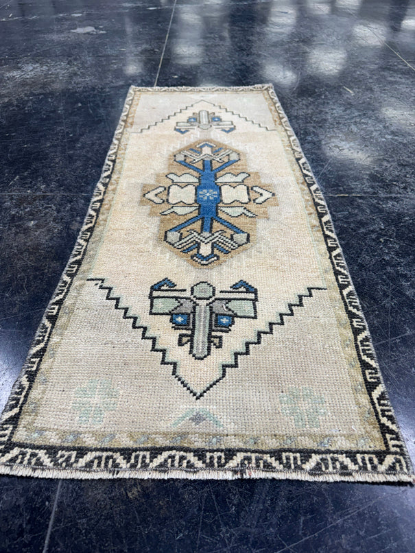 Turkish Mini Rug Oriental Hand Knotted Vintage Rug  1'7" x  3'10'' #12027