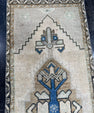 Turkish Mini Rug Oriental Hand Knotted Vintage Rug  1'7" x  3'10'' #12027