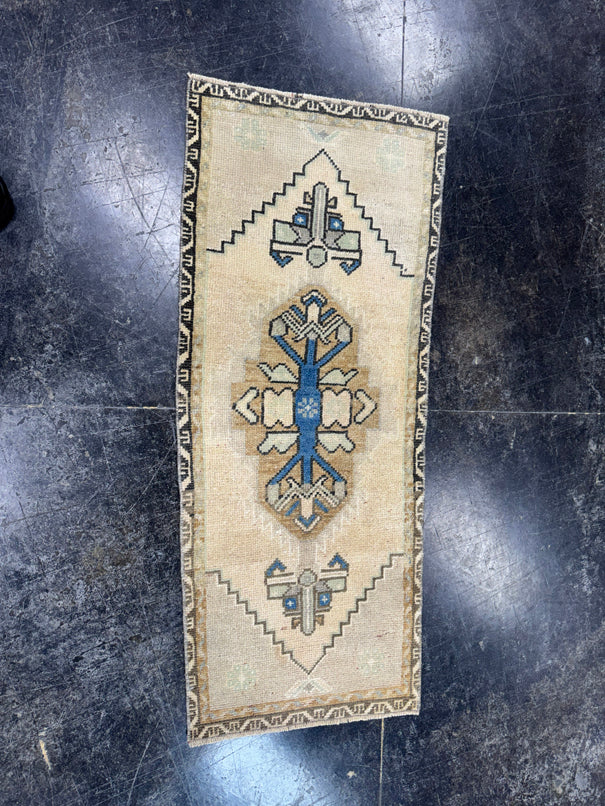 Turkish Mini Rug Oriental Hand Knotted Vintage Rug  1'7" x  3'10'' #12027