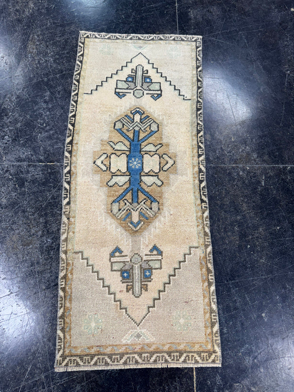Turkish Mini Rug Oriental Hand Knotted Vintage Rug  1'7" x  3'10'' #12027