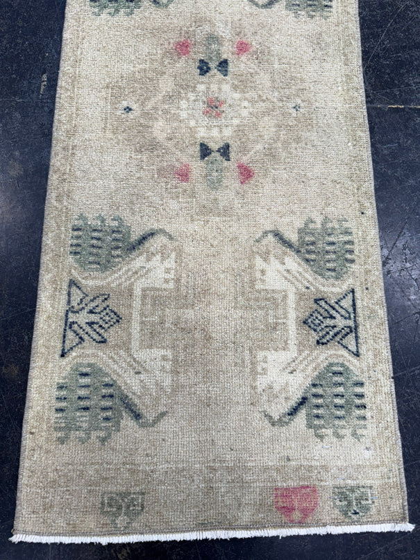 Turkish Mini Rug Oriental Hand Knotted Vintage Rug  1'6" x  3'6'' #12026