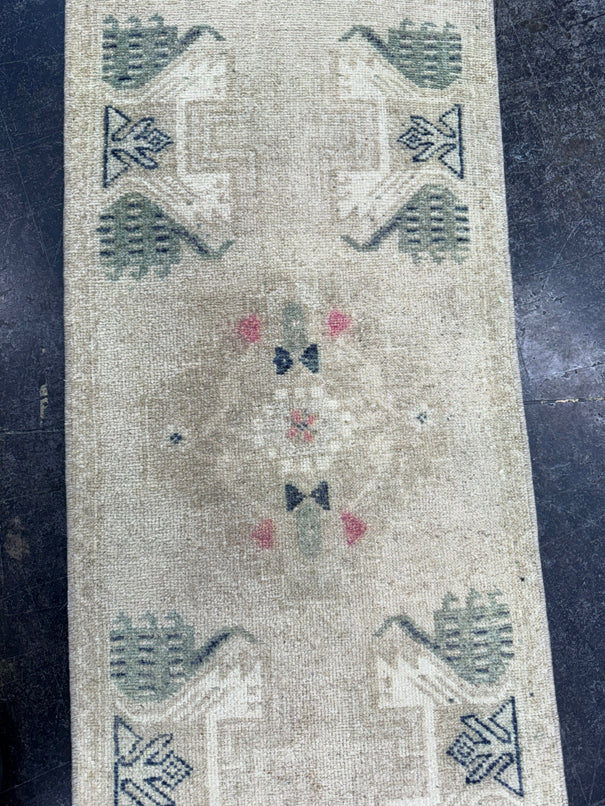 Turkish Mini Rug Oriental Hand Knotted Vintage Rug  1'6" x  3'6'' #12026