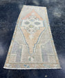 Turkish Mini Rug Oriental Hand Knotted Vintage Rug  1'4" x  3'4'' #12022