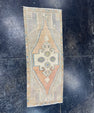 Turkish Mini Rug Oriental Hand Knotted Vintage Rug  1'4" x  3'4'' #12022