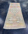 Turkish Mini Rug Oriental Hand Knotted Vintage Rug  1'6" x  3'8'' #12023