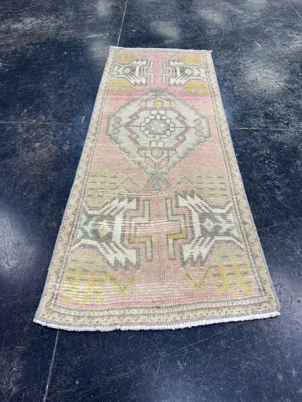 Turkish Mini Rug Oriental Hand Knotted Vintage Rug  1'6" x  3'8'' #12023