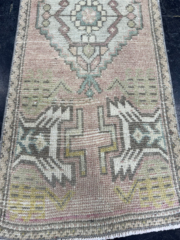 Turkish Mini Rug Oriental Hand Knotted Vintage Rug  1'6" x  3'8'' #12023