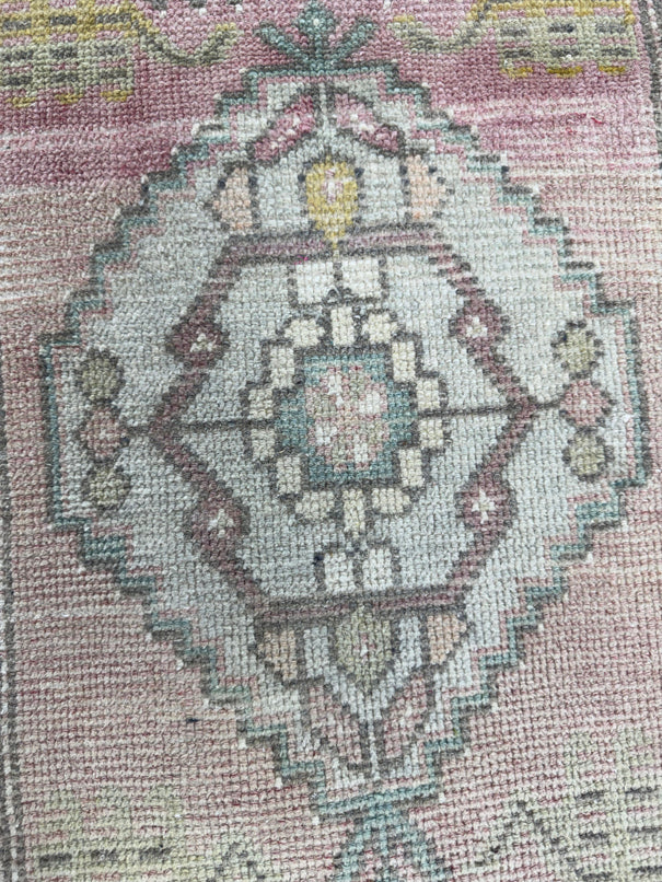 Turkish Mini Rug Oriental Hand Knotted Vintage Rug  1'6" x  3'8'' #12023