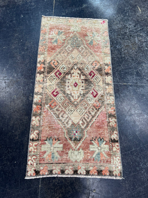 Turkish Mini Rug Oriental Hand Knotted Vintage Rug  1'6" x  3'2'' #12024