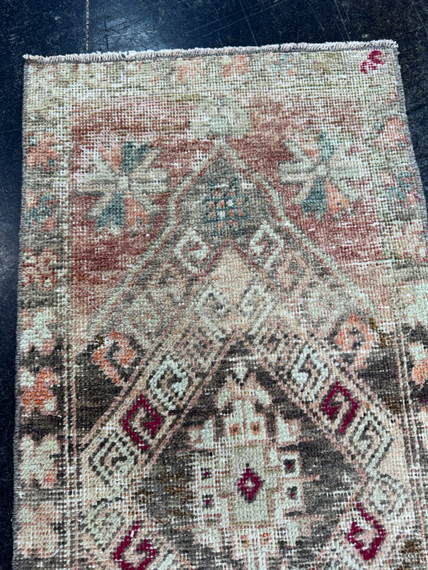 Turkish Mini Rug Oriental Hand Knotted Vintage Rug  1'6" x  3'2'' #12024