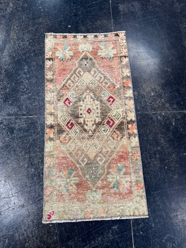 Turkish Mini Rug Oriental Hand Knotted Vintage Rug  1'6" x  3'2'' #12024